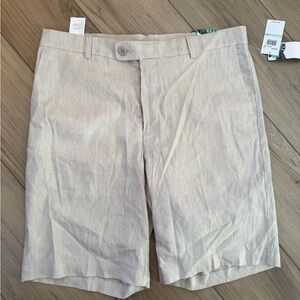 NWT Cubavera Mens Natural Linen Chino Dress Shorts Sz 34 $65 Retail